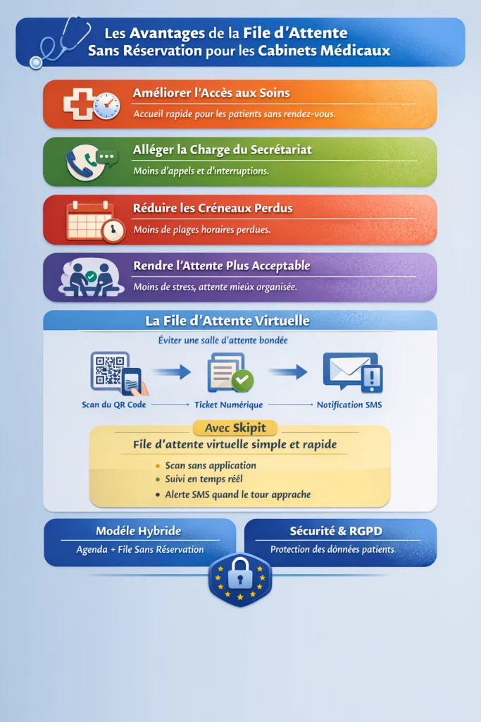 avantages de la file d’attente sans réservation pour les cabinets médicaux