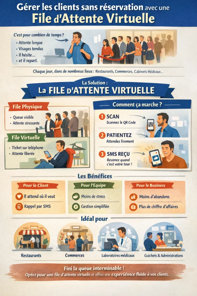 File d'attente virtuelle pour les clients sans réservation